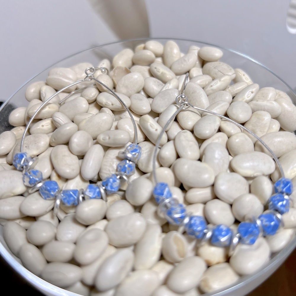 Marlyn Schiff | Teardrop Earrings | New | Light Blue & Silver